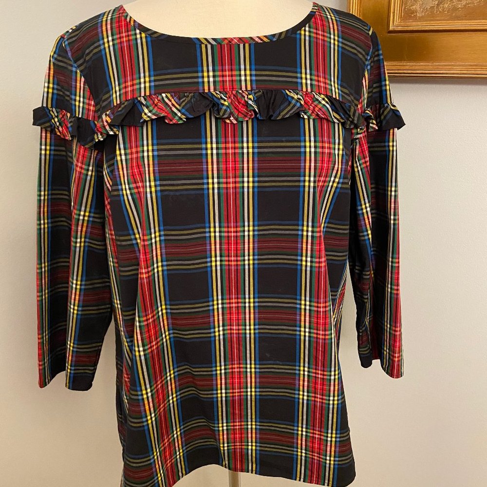 Talbots L Women's Tartan Plaid Popover